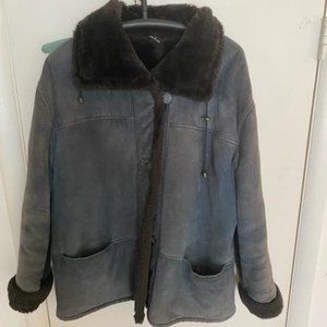 Gallery Genuine Suede Blue Coat - L - GUC